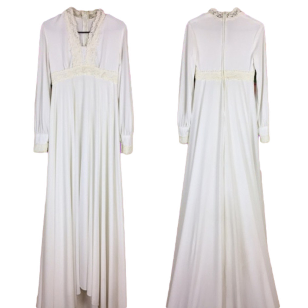 VINTAGE White Boho Wedding Dress Size 7